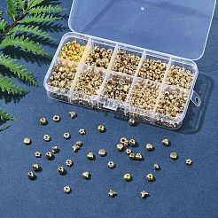 885 個 10 スタイル ccb プラスチックビーズ  混合図形  ゴールドカラー  4~6x4~6x2~5mm  穴：1~2.2mm&nbsp;CCB-FS0001-13