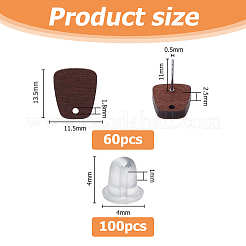 60Pcs Wood Stud Earrings Finding&nbsp;EJEW-FI0003-33C