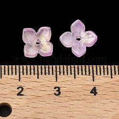 染色・加熱ガラスビーズキャップ  4  - 花びらの花  パールピンク  10x10x3.5mm  穴：1.4mm&nbsp;LS-GLAA-Z019-01A