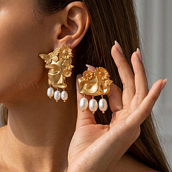 Alloy Asymmetrical Face Sculpture Stud Earrings&nbsp;WGBF6A5-01