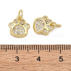 真鍮マイクロパヴェクリアキュービックジルコニアペンダント  足のプリントのチャーム  18KGP本金メッキ  11x10x2.5mm  丸カン：5x1ミリ  3mm内径&nbsp;KK-B177-09G