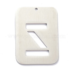 変色しない304ステンレススチールペンダント  アルファベットの長方形  中空  文字.x  32x22x1mm  穴：1.5mm&nbsp;STAS-K216-49Z-P