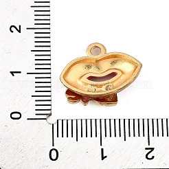 合金エナメルチャーム  愛の言葉が書かれた唇  ゴールドカラー  ライトコーラル  15x17.5x5mm  穴：1.8mm&nbsp;LS-FIND-U031-01G