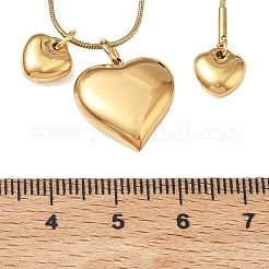 304ステンレススチール製トリプルハートペンダントラウンドスネークチェーンネックレス（女性用）  イオンプレーティング（ip）  18KGP本金メッキ  15.91インチ（40.4cm）&nbsp;NJEW-A074-02G