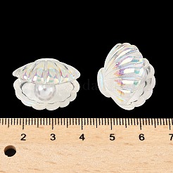 UVメッキの海をテーマにした透明樹脂カボション  虹色の  シェル形状  20x22x16.5mm&nbsp;CRES-D306-01B