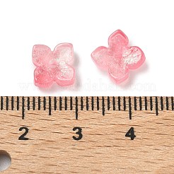 染色・加熱ガラスビーズキャップ  4  - 花びらの花  サクランボ色  10x10x3.5mm  穴：1.4mm&nbsp;GLAA-Z019-01L