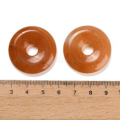 天然石レッドアベンチュリンペンダント  ドーナツ/円盤チャーム  30x6.5mm  穴：7.5mm&nbsp;G-F831-A12