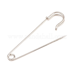 アイアン製キルトピン  安全ピンブローチ金具  プラチナ  75x18x7.5mm  穴：5mm&nbsp;IFIN-Z005-01P-01