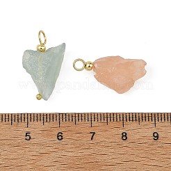 未加工の天然モルガナイトペンダント  真鍮のループを有します  ナゲットチャーム  ゴールドカラー  20~25x10~13x8~9mm  穴：3mm&nbsp;PALLOY-JF05961