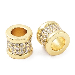 Rack Plating Brass Micro Pave Clear Cubic Zirconia European Beads&nbsp;KK-B076-04G