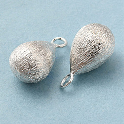 真鍮チャーム  カドミウムフリー＆鉛フリー  ティアドロップチャーム  925銀メッキ  19x11mm  穴：1.8mm&nbsp;KK-H442-58S