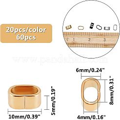 304ステンレススチールスライドチャーム  長方形  ミックスカラー  5x10x6mm  穴：8x4mm  3色  20個/カラー  60個/箱&nbsp;STAS-UN0003-56