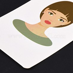 紙のピアスディスプレイカード  イヤリングホルダーカード  女の子の模様と長方形  ダークシーグリーン  9x6x0.03cm  穴：5mmと1mm&nbsp;DIY-B061-05A