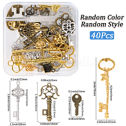 チベット風アロイペンダント40個  キーチャーム  ミックスカラー  16~76.5x7.5~27.5x1.5~6mm  穴：1.6~4.5mm&nbsp;FIND-SP0003-50