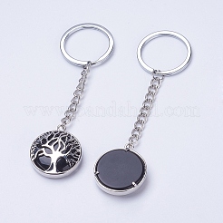 Natural Dyed & Heated Black Agate Keychain&nbsp;KEYC-E023-02G