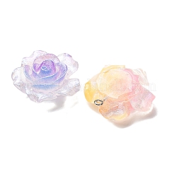 透明樹脂ペンダント  花  プラチナアイアンループ＆グリッターパウダー付き  グラデーションカラー  ミックスカラー  32x30x11mm  穴：2mm&nbsp;RESI-H039-03P