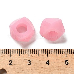 レジンヨーロピアンビーズ  大穴ビーズ  多面カット  ポリゴン  パールピンク  13~13.5x8mm  穴：5.7mm&nbsp;RESI-B020-02A