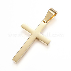 304ステンレスペンダント  クロス  ゴールドカラー  32x20x3mm  穴：4mm&nbsp;X-STAS-H329-59G