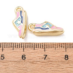 合金エナメルチャーム  靴チャーム  ラックめっき  ゴールドカラー  パールピンク  17.5x7x5mm  穴：1.6mm&nbsp;AL-CBA7256-03G-02