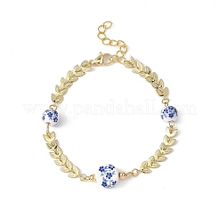 Leaf Brass Brass Handmade Cobs Link Chains Bracelets&nbsp;BJEW-JB12818