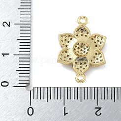 Rack Plating Brass Micro Pave Clear Cubic Zirconia Flower Connector Charms&nbsp;KK-A234-043G