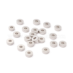 変色しない201ステンレス鋼の波形ビーズ  フラットラウンド  ステンレス鋼色  6x2mm  穴：2.2mm&nbsp;STAS-A057-02B-P