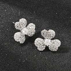 Brass Micro Pave Cubic Zirconia Stud Earrings&nbsp;EJEW-G471-51P