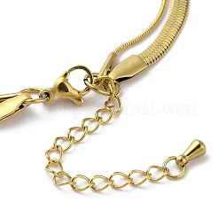304ステンレススチール製スネークチェーン＆ヘリンボーンチェーンのマルチ連ブレスレット（女性用）  18KGP本金メッキ  6-7/8インチ（17.5cm）&nbsp;BJEW-G712-03G