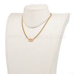 304ステンレススチール楕円ペンダントネックレス  ダイヤモンドカットの分厚いカーブチェーン付き  ゴールドカラー  15.74インチ（40cm）&nbsp;NJEW-JN03292