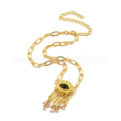 Alloy Rhinestone Evil Eye Pendant Necklaces&nbsp;NJEW-A037-01G