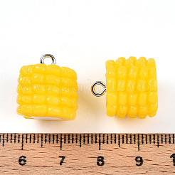 樹脂製鉄製ペンダント  トウモロコシ  ゴールド  16.5~17x15.5~16x15.5~16mm  穴：2mm&nbsp;RESI-T057-23
