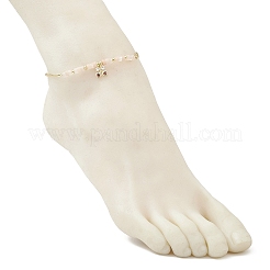 304ステンレススチールリンクチェーンアンクレット  女性用天然ピンクアベンチュリン入り  9-1/4インチ（235mm）&nbsp;AJEW-AN00703-01