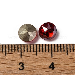 ガラスラインストーンカボション  尖ったバック＆バックメッキ  多面カット  フラットラウンド  ライトシャム  6x4~4.5mm&nbsp;RGLA-A026-01A-227SS