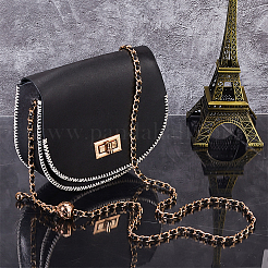Braided PU Leather & Iron Chain Bag Handles&nbsp;FIND-WH0143-21KCG-01