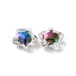 UVメッキレインボー虹色アクリルビーズ  二層ビーズ  多面カット  スター  20x20x11mm  穴：2.5mm&nbsp;OACR-H112-20B