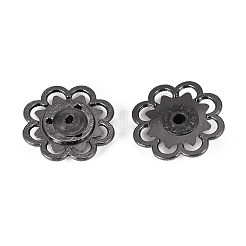 合金スナップボタン  ミシンアクセサリー  花  ガンメタ色  20.5x4mm  穴：3mm&nbsp;SNAP-WH0001-01A