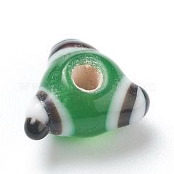 手作りのでこぼこランプワークビーズ  不規則な  目  カラフル  9.5x9.5x5.5mm  穴：2mm  約65個/連  14.17''（36センチメートル）&nbsp;LAMP-G142-07A