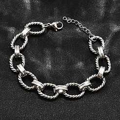 304 Stainless Steel Oval Link Chain Bracelets for Women&nbsp;BJEW-R021-09P