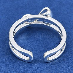 女性用真鍮オープンカフリング  蝶結び  プラチナ  usサイズ6（16.5mm）&nbsp;RJEW-K284-01P