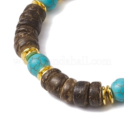 8mm Round Dyed Synthetic Turquoise & Natural Coconut Adjustable Braided Beads Bracelets for Women&nbsp;BJEW-JB10762