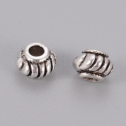 チベット風スペーサービーズ  カドミウムフリー＆ニッケルフリー＆鉛フリー  ロンデル  アンティークシルバー  6x4mm  穴：2mm&nbsp;TIBEB-Q39-AS-FF
