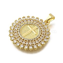 Brass Micro Pave Cubic Zirconia Pendants&nbsp;KK-Q066-25G