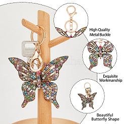 2Pcs Colorful Rhinestones Hollow Butterfly Alloy Pendant Keychain&nbsp;KEYC-HY0001-14