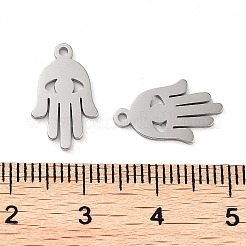 変色しない304ステンレススチールペンダント  レーザー切断  ハムサハンドチャーム  ステンレス鋼色  15x9x1mm  穴：1mm&nbsp;STAS-L022-368P