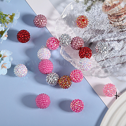 32 Pcs 8 Color Resin Rhinestone Bubblegum Ball Beads&nbsp;RESI-CA0001-62