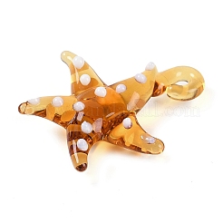 手作りランプワークペンダント  バンピー  ヒトデ  砂茶色  28~34x27~30x7~8.5mm  穴：2~2.5mm&nbsp;LAMP-C015-02A