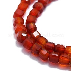 天然石赤瑪瑙ビーズ連売り  多面カット  キューブ  2x2x2mm  穴：0.6mm  約182個/連  15.16''~15.55''（38.5~39.5センチメートル）&nbsp;G-P457-B01-25
