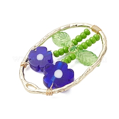 Glass Seed Beaded & Handmade Millefiori Glass Pendants&nbsp;PALLOY-MZ00901-02