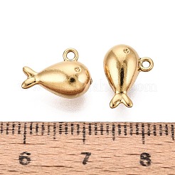 304ステンレスペンダント  クジラのチャーム  イオンプレーティング（ip）  長持ちメッキ  18KGP本金メッキ  8.5x12x6mm  穴：1.2mm  0.9mmのために合います&nbsp;STAS-N125-11G