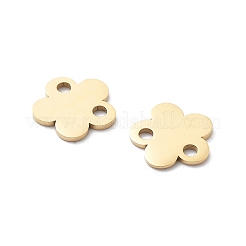 304ステンレススチールレーザーカットフラワーコネクタチャーム  イオンプレーティング（ip）  14KGP本金メッキ  10x10.5x1mm  穴：1.7mm&nbsp;STAS-M111-12G-01